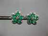 ESTATE 1.80CT DIAMOND & AAA EMERALD 18KT WHITE GOLD CLASSIC FLOWER STUD EARRINGS