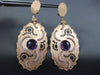 EXTRA LARGE 5.07CT DIAMOND & AAA AMETHYST 14K ROSE GOLD HANGING CLIP ON EARRINGS