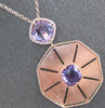 LARGE 8.40CT DIAMOND & AAA AMETHYST 14KT ROSE GOLD 3D OCTAGON FLOATING PENDANT