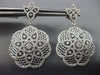 ESTATE LARGE 2.35CT DIAMOND 14KT WHITE GOLD 3D FLOWER FILIGREE HANGING EARRINGS