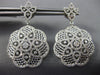 ESTATE LARGE 2.35CT DIAMOND 14KT WHITE GOLD 3D FLOWER FILIGREE HANGING EARRINGS
