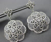 ESTATE LARGE 2.35CT DIAMOND 14KT WHITE GOLD 3D FLOWER FILIGREE HANGING EARRINGS