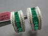 LARGE 4.14CT DIAMOND & AAA EMERALD 18KT WHITE GOLD 3D CLIP ON HANGING EARRINGS