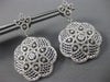 ESTATE LARGE 2.35CT DIAMOND 14KT WHITE GOLD 3D FLOWER FILIGREE HANGING EARRINGS