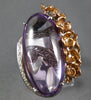 EXTRA LARGE 24.14CT DIAMOND & AAA AMETHYST 14KT WHITE & ROSE GOLD 3D FLOWER RING