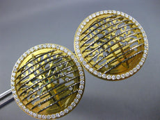 ESTATE LARGE 1.51CT DIAMOND 18KT YELLOW GOLD CIRCULAR GLOBE CLIP ON FUN EARRINGS