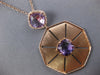 LARGE 8.40CT DIAMOND & AAA AMETHYST 14KT ROSE GOLD 3D OCTAGON FLOATING PENDANT