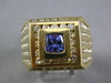 EXTRA LARGE 2.74CT DIAMOND & AAA TANZANITE 14KT YELLOW GOLD 3D SQUARE MENS RING