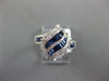 1.20CT DIAMOND & AAA SAPPHIRE 14KT WHITE GOLD 3D ROUND & BAGUETTE LEAF LOVE RING