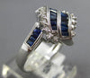 1.20CT DIAMOND & AAA SAPPHIRE 14KT WHITE GOLD 3D ROUND & BAGUETTE LEAF LOVE RING