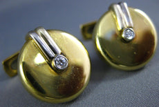 ESTATE .08CT DIAMOND 18KT WHITE & YELLOW GOLD 3D CLASSIC ROUND CUFFLINKS #167