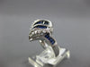1.20CT DIAMOND & AAA SAPPHIRE 14KT WHITE GOLD 3D ROUND & BAGUETTE LEAF LOVE RING