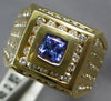 EXTRA LARGE 2.74CT DIAMOND & AAA TANZANITE 14KT YELLOW GOLD 3D SQUARE MENS RING