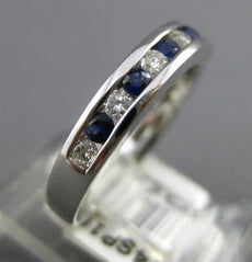 .48CT DIAMOND & AAA SAPPHIRE 18K WHITE GOLD ROUND SEMI ETERNITY ANNIVERSARY RING