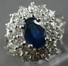 ESTATE 2.15CT DIAMOND & AAA SAPPHIRE 18KT WHITE GOLD 3D OVAL & ROUND FLOWER RING