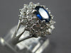 ESTATE 2.15CT DIAMOND & AAA SAPPHIRE 18KT WHITE GOLD 3D OVAL & ROUND FLOWER RING