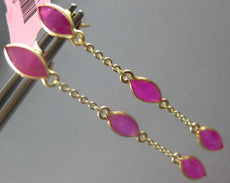 4.60CT AAA RUBY 14KT YELLOW GOLD 3D MARQUISE SHAPE BY THE YARD HANGING EARRINGS
