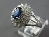 ESTATE 2.15CT DIAMOND & AAA SAPPHIRE 18KT WHITE GOLD 3D OVAL & ROUND FLOWER RING