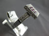 ESTATE LARGE 1.51CT DIAMOND & AAA RUBY 18K WHITE GOLD 3D CLASSIC SQUARE FUN RING