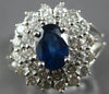 ESTATE 2.15CT DIAMOND & AAA SAPPHIRE 18KT WHITE GOLD 3D OVAL & ROUND FLOWER RING