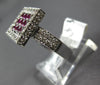 ESTATE LARGE 1.51CT DIAMOND & AAA RUBY 18K WHITE GOLD 3D CLASSIC SQUARE FUN RING
