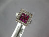 ESTATE LARGE 1.51CT DIAMOND & AAA RUBY 18K WHITE GOLD 3D CLASSIC SQUARE FUN RING
