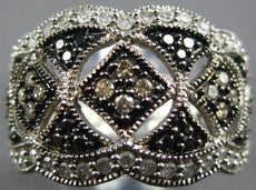 .76CT WHITE BLACK & MOCHA DIAMOND 14KT WHITE GOLD 3D SQUARE TRIANGULAR FUN RING