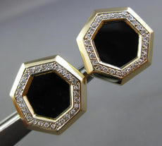 LARGE .40CT DIAMOND & AAA ONYX 14KT YELLOW GOLD HEXAGON CLIP ON EARRINGS #27045