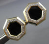 LARGE .40CT DIAMOND & AAA ONYX 14KT YELLOW GOLD HEXAGON CLIP ON EARRINGS #27045