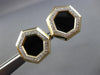LARGE .40CT DIAMOND & AAA ONYX 14KT YELLOW GOLD HEXAGON CLIP ON EARRINGS #27045
