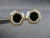 LARGE .40CT DIAMOND & AAA ONYX 14KT YELLOW GOLD HEXAGON CLIP ON EARRINGS #27045
