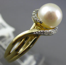 ESTATE .10CT DIAMOND & AAA SOUTH SEA PEARL 14K YELLOW GOLD 3D INFINITY LOVE RING