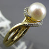 ESTATE .10CT DIAMOND & AAA SOUTH SEA PEARL 14K YELLOW GOLD 3D INFINITY LOVE RING