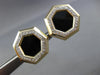 LARGE .40CT DIAMOND & AAA ONYX 14KT YELLOW GOLD HEXAGON CLIP ON EARRINGS #27045