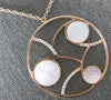 LARGE .36CT DIAMOND & AAA MOTHER OF PEARL 14KT ROSE GOLD CIRCULAR FUN NECKLACE