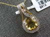 1.81CT DIAMOND & AAA CITRINE 14KT YELLOW GOLD ROUND TEAR DROP FLOATING PENDANT
