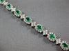 WIDE 7.96CT DIAMOND & AAA EMERALD 18K WHITE GOLD 3D OVAL & ROUND TENNIS BRACELET