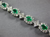 WIDE 7.96CT DIAMOND & AAA EMERALD 18K WHITE GOLD 3D OVAL & ROUND TENNIS BRACELET