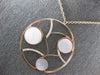 LARGE .36CT DIAMOND & AAA MOTHER OF PEARL 14KT ROSE GOLD CIRCULAR FUN NECKLACE