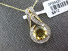 1.81CT DIAMOND & AAA CITRINE 14KT YELLOW GOLD ROUND TEAR DROP FLOATING PENDANT