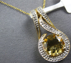 1.81CT DIAMOND & AAA CITRINE 14KT YELLOW GOLD ROUND TEAR DROP FLOATING PENDANT
