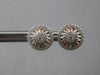 ESTATE .29CT DIAMOND 18KT WHITE GOLD 3D ROUND PAVE SUNBURST FLOWER STUD EARRINGS