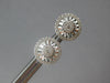ESTATE .29CT DIAMOND 18KT WHITE GOLD 3D ROUND PAVE SUNBURST FLOWER STUD EARRINGS