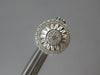 ESTATE .29CT DIAMOND 18KT WHITE GOLD 3D ROUND PAVE SUNBURST FLOWER STUD EARRINGS