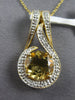 1.81CT DIAMOND & AAA CITRINE 14KT YELLOW GOLD ROUND TEAR DROP FLOATING PENDANT