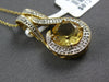 1.81CT DIAMOND & AAA CITRINE 14KT YELLOW GOLD ROUND TEAR DROP FLOATING PENDANT