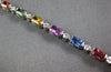 7.7CT DIAMOND & AAA MULTI COLOR SAPPHIRE 18K WHITE GOLD BAGUETTE TENNIS BRACELET