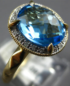 2.57CT DIAMOND & AAA BLUE TOPAZ 14KT YELLOW GOLD 3D OVAL HALO CLASSIC FUN RING