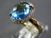 2.57CT DIAMOND & AAA BLUE TOPAZ 14KT YELLOW GOLD 3D OVAL HALO CLASSIC FUN RING