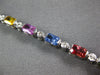 7.7CT DIAMOND & AAA MULTI COLOR SAPPHIRE 18K WHITE GOLD BAGUETTE TENNIS BRACELET